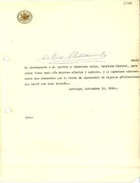 [Carta] 1935 nov. 12, Santiago [a] Gabriela Mistral