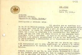 [Carta] 1936 mar. 16, Santiago, Chile [a] Gabriela Mistral