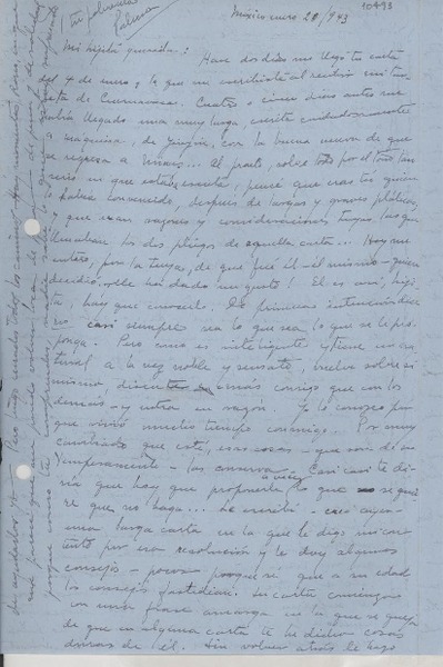 [Carta] 1943 ene. 28, México [a] Gabriela Mistral