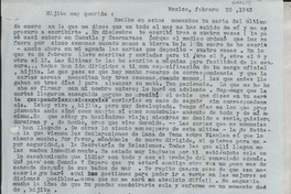 [Carta] 1943 feb. 20, México [a] Gabriela Mistral