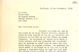 [Carta] 1954 dic. 14, Santiago [a] Doris Dana, Nueva York
