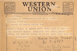 [Telegrama] 1953 jul. 25, Buenos Aires, [Argentina] [a] Gabriela Mistral, New York, [EE.UU.]