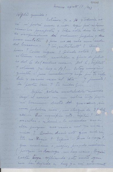 [Carta] 1943 ago. 14, México [a] Gabriela Mistral