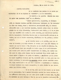 [Carta] 1936 abr. 14, Lisboa [a] Eduardo Barrios