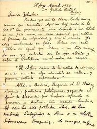 [Carta] 1934 ago., Santiago [a] Gabriela Mistral, Madrid