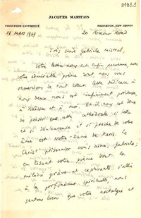 [Carta] 1949 mar. 18, Princeton, New Jersey [a] Gabriela Mistral