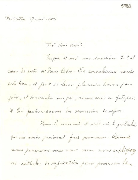 [Carta] 1954 mayo 17, Princeton [a] Gabriela Mistral