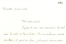 [Carta] 1954 mayo 17, Princeton [a] Gabriela Mistral