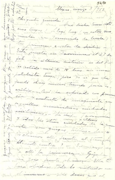 [Carta] 1952 mar. 3, México [a] [Gabriela Mistral?]
