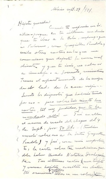 [Carta] 1951 sept. 24, México [a] Gabriela Mistral