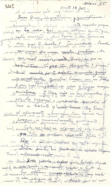 [Carta] 1951 ago. 13, México D. F. [a] Doris Dana