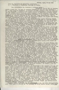 [Carta] 1946 sept 30, México [a] Ministro de Relaciones exteriores, Santiago de Chile