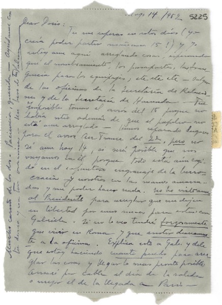 [Carta] 1952 mayo 14, México D. F. [a] Doris Dana, Nápoles, Italia