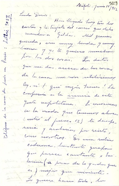 [Carta] 1952 jun. 15, Nápoles [a] Doris Dana