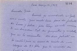 [Carta] 1953 mar. 12, París [a] Doris Dana