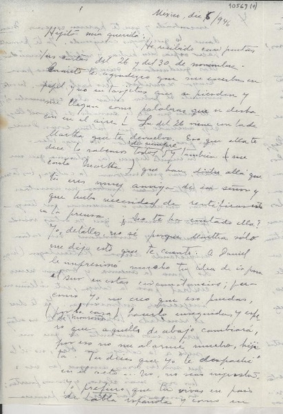 [Carta] 1946 dic. 6, México [a] Gabriela Mistral
