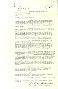 [Carta] 1954 jul. 15, Ginebra, [Suiza] [a] [Gabriela Mistral]