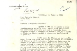 [Carta] 1954 jul. 15, Ginebra, [Suiza] [a] [Gabriela Mistral]
