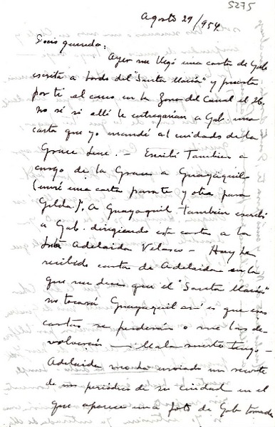 [Carta] 1954 ago. 29, [México?] [a] Doris [Dana]