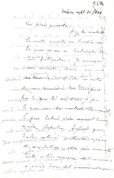 [Carta] 1954 sept. 30, México [a] Doris [Dana]
