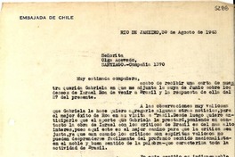 [Carta] 1943 ago. 30, Río de Janeiro [a] Olga Acevedo, Santiago