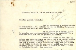 [Carta] 1949 sept. 28, Santiago [a] Gabriela Mistral