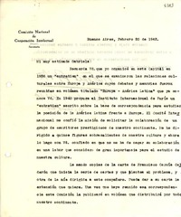[Carta] 1942 feb. 20, Buenos Aires [a] Gabriela [Mistral]