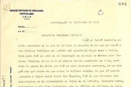 [Carta] 1951 dic. 16, Santiago, Chile [a] Gabriela Mistral