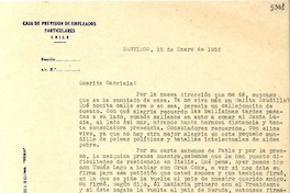 [Carta] 1952 ene. 15, Santiago, Chile [a] Gabriela Mistral