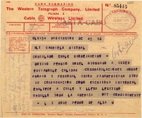 [Telegrama] 1945 nov. 16, Washington D.C., [EE.UU.] [a] Gabriela Mistral, Consulado de Chile, Rio de Janeiro, [Brasil]