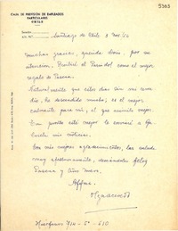 [Carta] 1954 nov. 3, Santiago, Chile [a] Doris Dana
