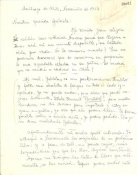 [Carta] 1954 nov., Santiago [a] Gabriela Mistral