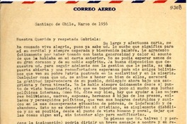 [Carta] 1956 mar., Santiago, Chile [a] Gabriela Mistral
