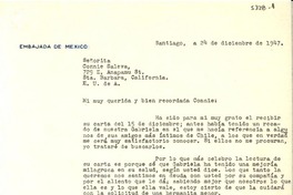 [Carta] 1947 dic. 24, Santiago, [Chile] [a] Connie Saleva, Santa Barbara, California, [EE.UU.]