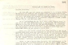 [Carta] 1948 abr. 28, Yonkers, [New York] [a] Gabriela Mistral