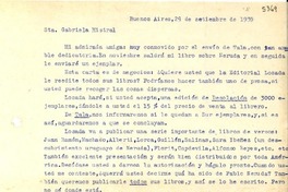 [Carta] 1939 sept. 29, Buenos Aires, [Argentina] [a] Gabriela Mistral