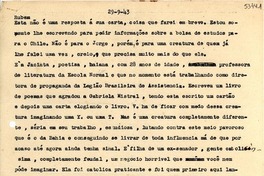 [Carta] 1943 sept. 29, [Brasil] [a] Rubem [Braga]