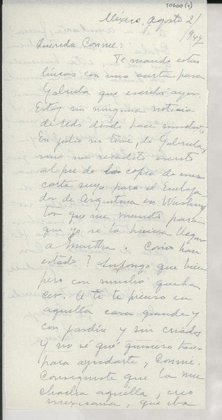 [Carta] 1947 ago. 2, México [a] Consuelo Saleva