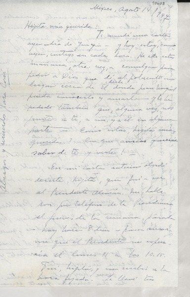 [Carta] 1947 ago. 14, México [a] Gabriela Mistral