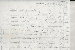 [Carta] 1947 ago. 14, México [a] Gabriela Mistral