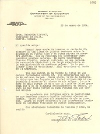 [Carta] 1934 ene. 25, San Juan, Puerto Rico [a] Gabriela Mistral, Madrid, España