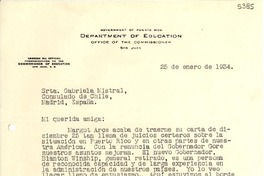[Carta] 1934 ene. 25, San Juan, Puerto Rico [a] Gabriela Mistral, Madrid, España