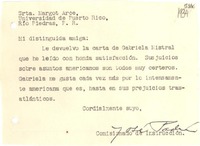 [Carta] 1934, [Puerto Rico] [a] Margot Arce, Río Piedras, Puerto Rico