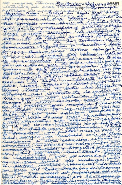 [Carta] 1934 feb. 18, Santurce, [Puerto Rico] [a] Gabriela Mistral