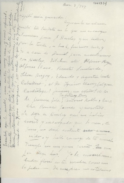 [Carta] 1947 nov. 3, México [a] Gabriela Mistral