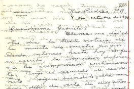 [Carta] 1943 oct. 8, Río Piedras, Puerto Rico [a] Gabriela Mistral
