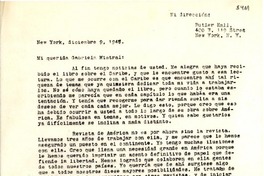 [Carta] 1947 dic. 9, New York [a] Gabriela Mistral