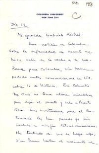 [Carta] [1953] dic. 16, [New York] [a] Gabriela Mistral