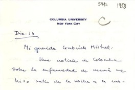 [Carta] [1953] dic. 16, [New York] [a] Gabriela Mistral