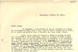 [Carta] 1934 feb., Guatemala [a] [Gabriela Mistral]